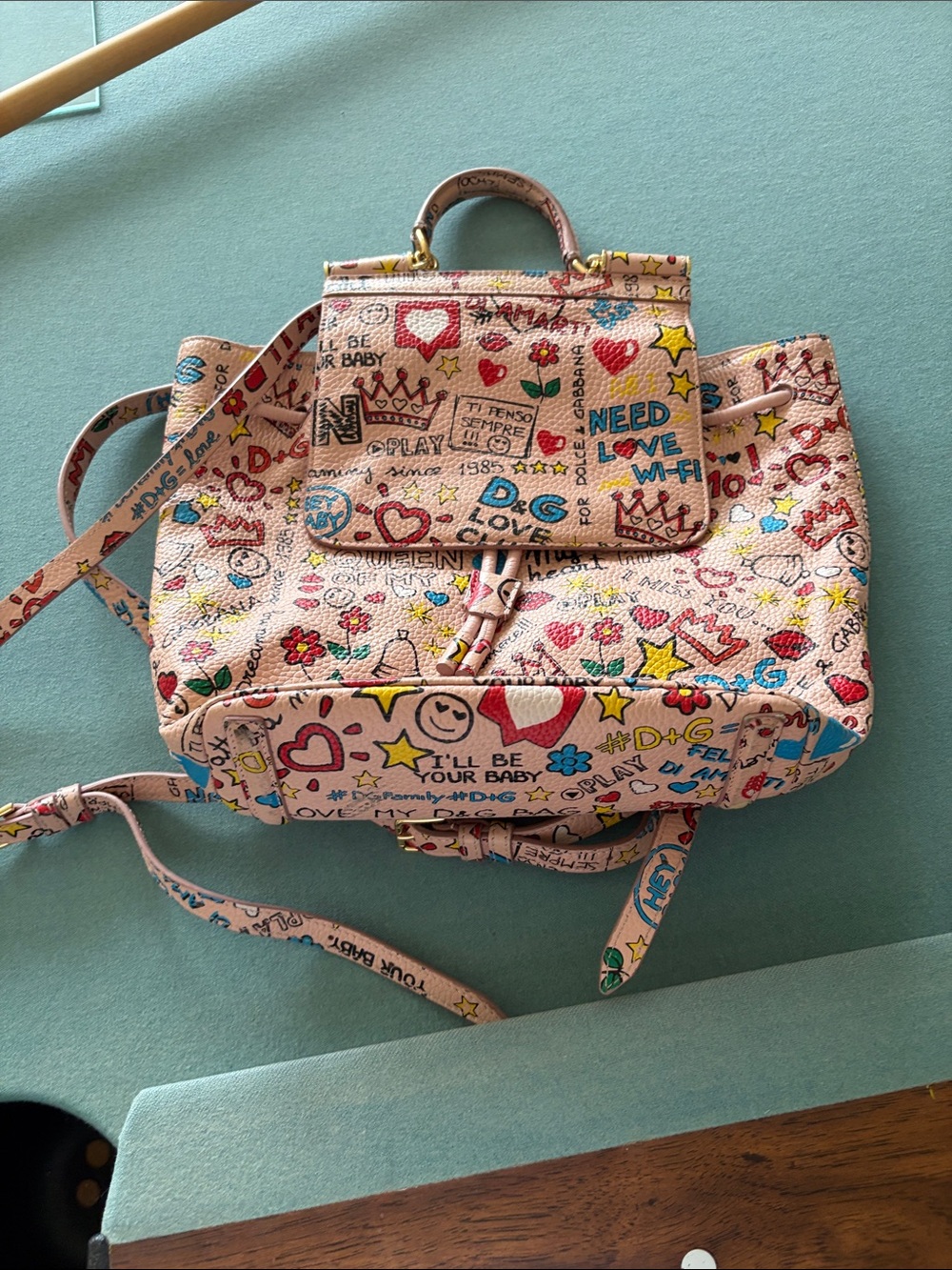 Dolce & Gabbana Pink Graffiti Tote with Multicolor Prints